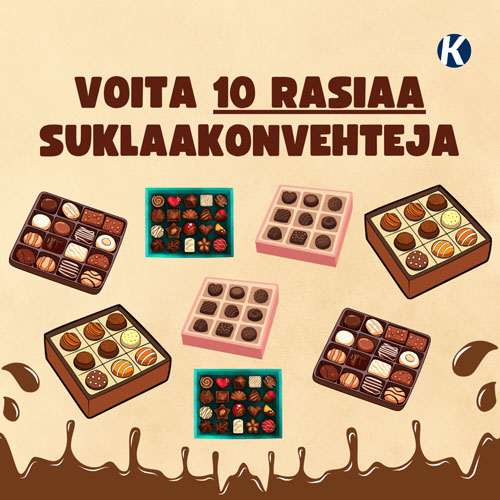 Voita 10 rasiaa suklaakonvehteja